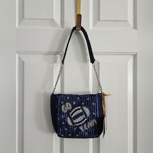 NWT Made In India 'Go Team' Beaded Bag/Purse